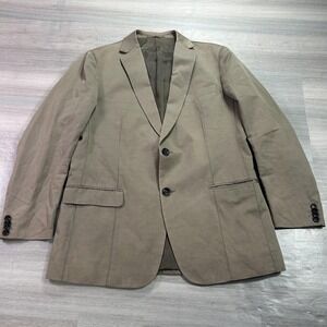 Z Zegna Suit Jacket Mens 54R Beige Cotton Linen Slim Fit 2 Button Blazer